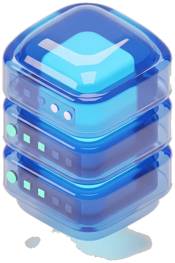 A stack of translucent servers